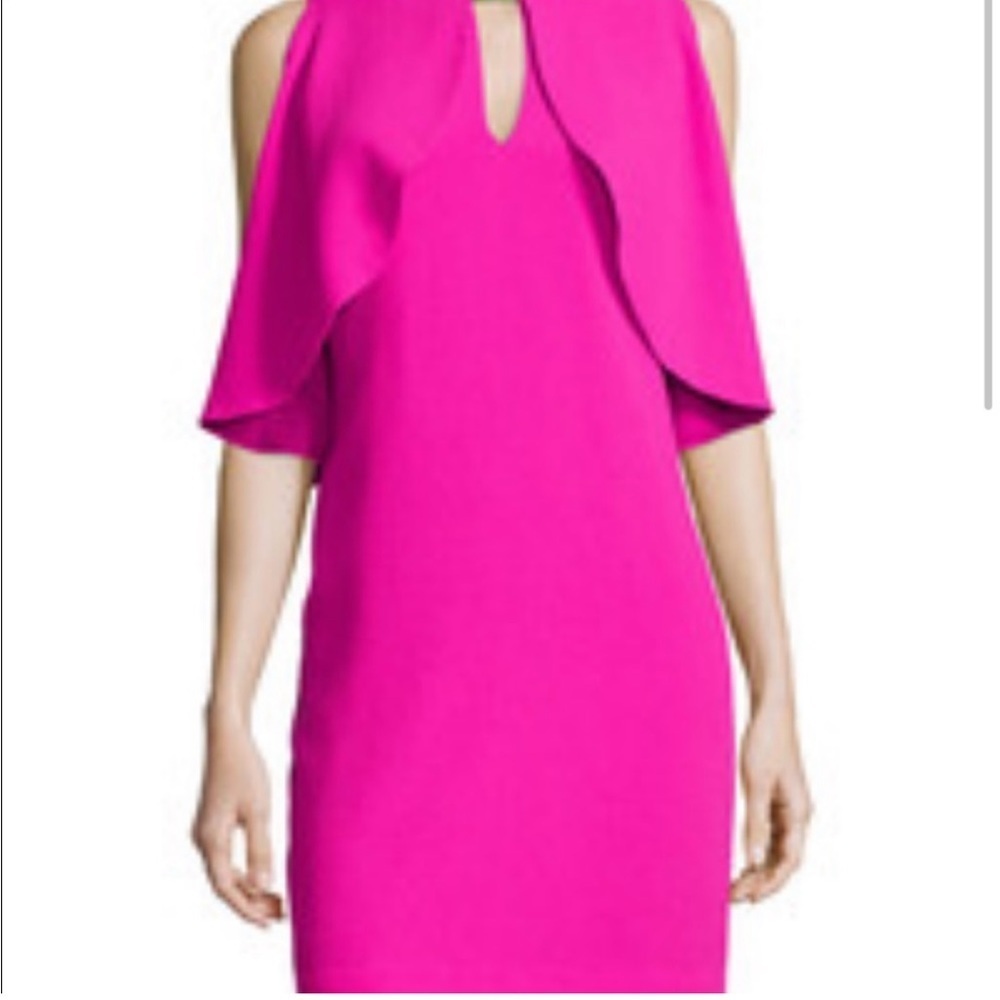 NWT hot / neon / bright pink dress with ruffle sleeve